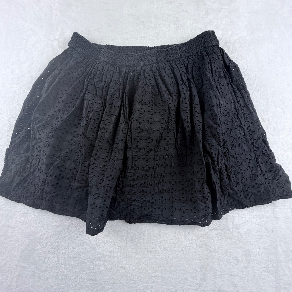 Pieces Eyelet Embroidered Mini Skirt Black XL Boho Peasant Cottagecore